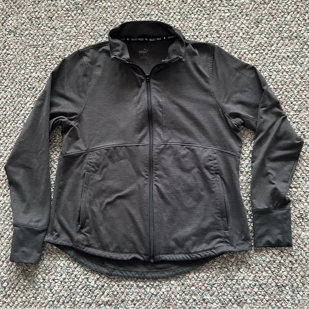 PUMA full zip jersey athletic jacket, size L